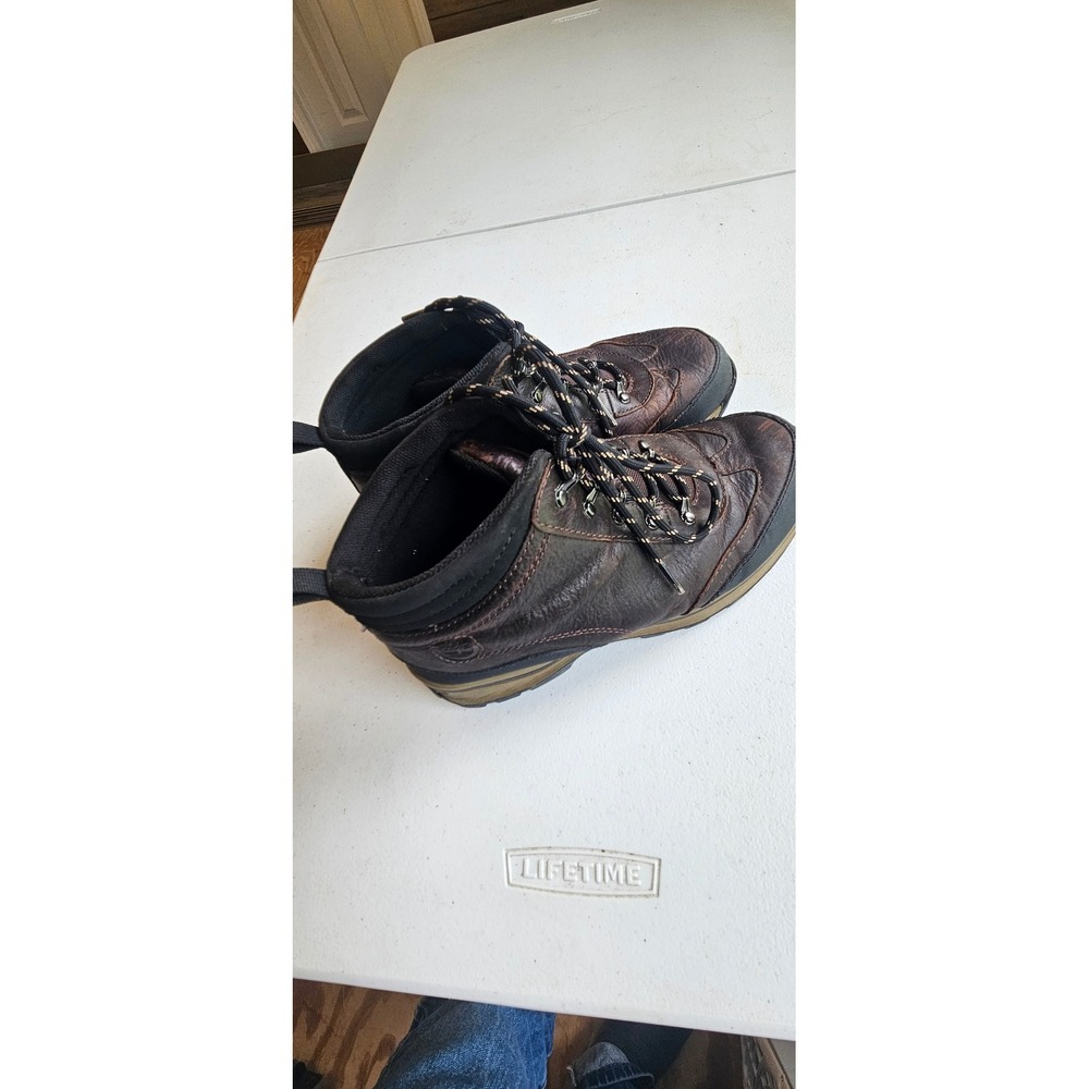 Timberland Boys Brown‎ Leather Mid Hiking Boots A6098 Size 5.5 US
